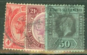 IO: Straits Settlements 149//165, 164c used missing 161, 163 CV $61.65