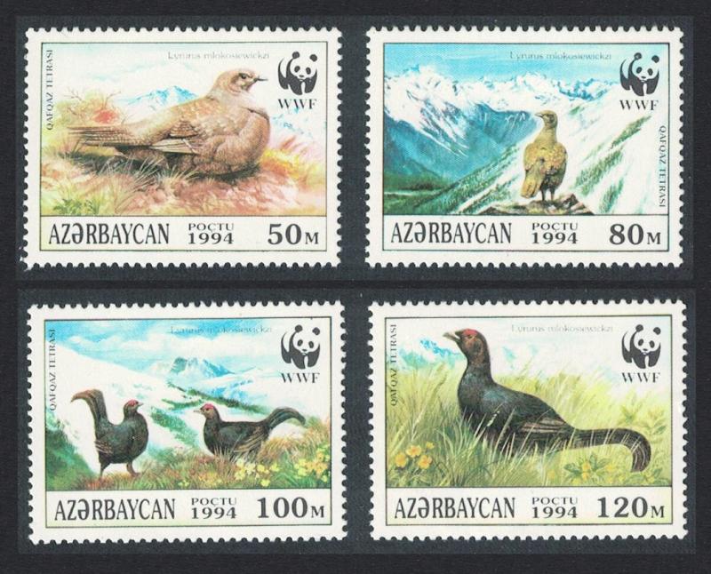 Azerbaijan Birds WWF Caucasian Black Grouse 4v SG#178-181 SC#454 a-d MI#161-164