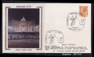 Vatican 1975 Holy Year Solemn Closing of the Holy Door St Pauls Basilica VF FDC