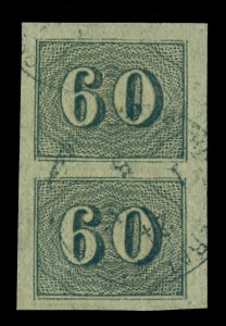 BRAZIL 1850  Cat Eye  60reis black  Scott # 24 used XF PAIR