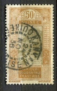 FRENCH COLONIES; GUINEE 1920s early Pictorial type used 50c. value + Postmark