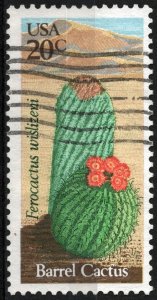 SC#1942 20¢ Desert Plants: Barrel Cactus Single (1981) Used