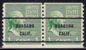Precancel - Burbank, CA PSS 839-61 Coil Pair - No Gum