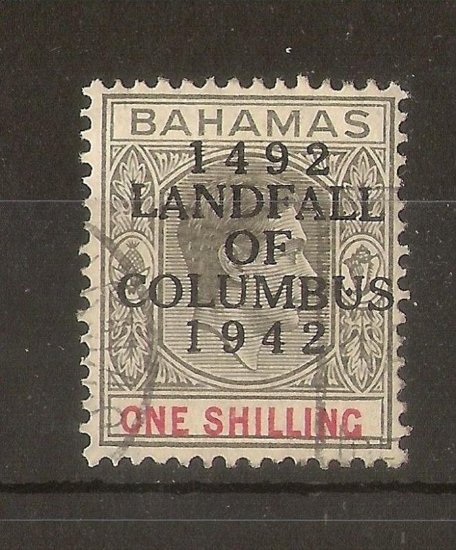 Bahamas 1942 1/- Columbus SG171 Variety Fine Used