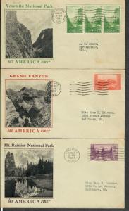 US Sc#740-749 FDC's WSE/Dyer Cachets National Parks