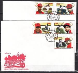 Cuba, Scott cat. 4440-4444. First Baseball Game. 2 First Day Covers.