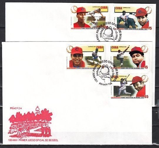 Caribbean Area, Scott cat. 4440-4444. First Baseball Game. 2 First Day Covers