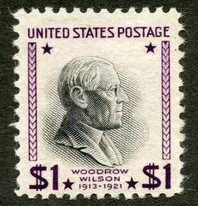 United States Scott 832 Unused VLHOG - 1938 $1 Woodrow Wilson - SCV $7.00