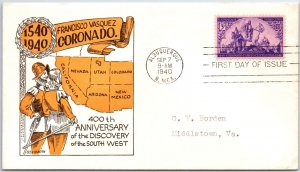 US FIRST DAY COVER 400th ANNIVERSARY DISCOVERY OF THE SOUTH WEST OSBORN CACHET