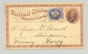 USA 1875 (Oct. 1), postal card from San Francisco to Danzig, Germany