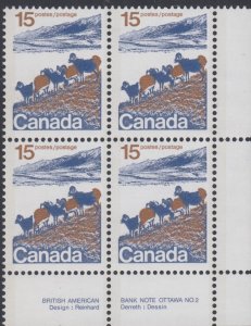 Canada UNITRADE MNH  # 595a   LR  Plate 2   Corner  Block