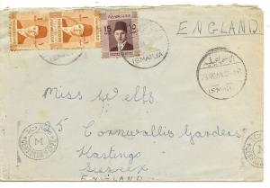 Egypt 1940's Censored Cover to UK -----