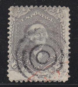 U.S Scott #78b 24c lilac Black & Partial Red Cancel Used