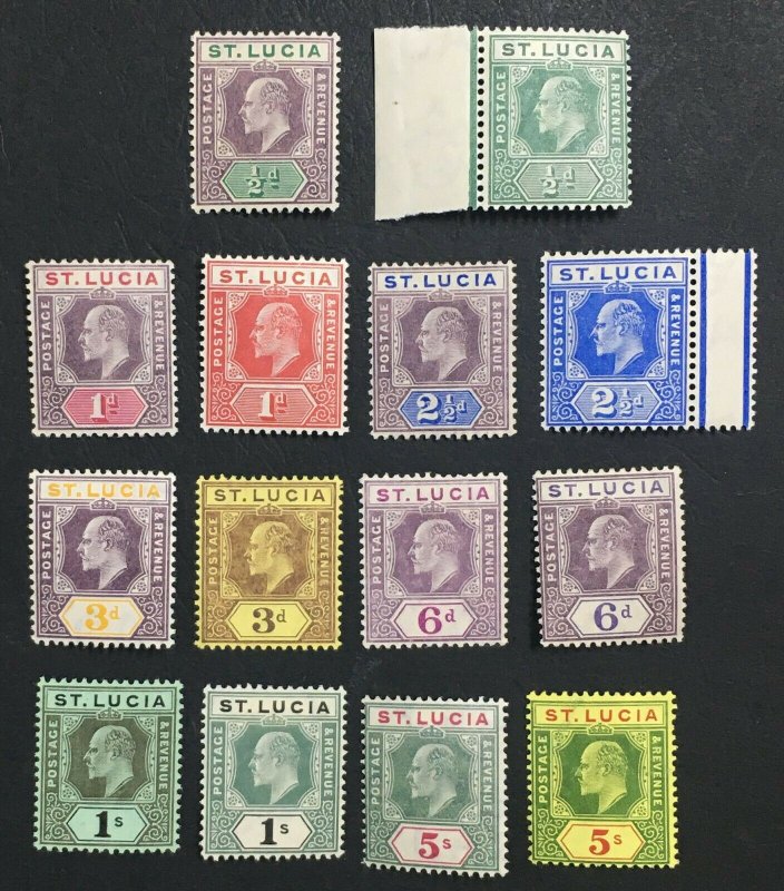 MOMEN: ST LUCIA SG #64-77 1904-10 MINT OG H LOT #61576