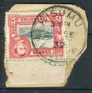 BRITISH KUT KENYA; 1938 early GVI issue 15c. used POSTMARK PIECE, Kisumu