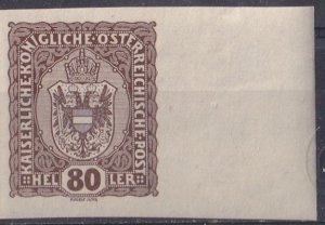 Austria 157 (mh, imperf.) 80h coat of arms, org brn (1916)