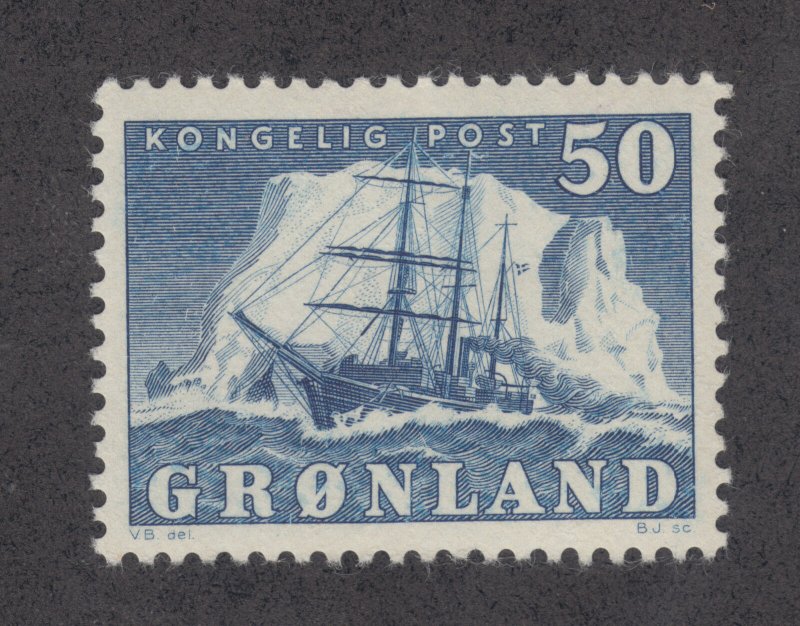 Greenland Sc 35 MLH. 1950 50o Polar Ship Gustav Holm, VF