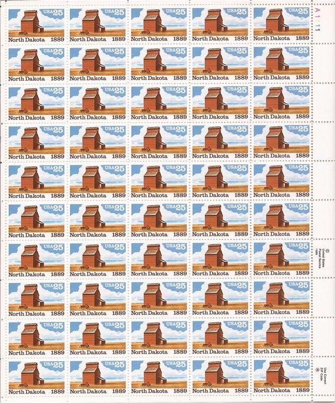 US Stamp - 1989 North Dakota Statehood - 50 Stamp Sheet - Scott #2403