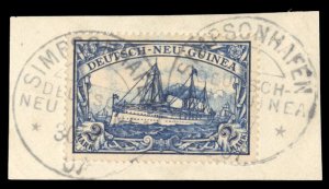 German Colonies, German New Guinea #17 Cat$72.50, 1901 2m blue, used on piece...