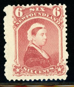 Canada 1870 Newfoundland 6¢ Widow Weeds QV Dull Rose Scott #35 Mint E61