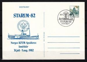 Norway, 1982 cancel. Starum `82 Scout Cachet on Postal Card. First day cover