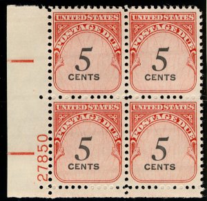 US #J93 PLATE BLOCK, 5c Postage Due, VF/XF mint never hinged, Fresh!