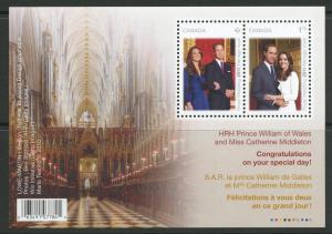 Canada #2465b mint souvenir sheet, Royal Wedding