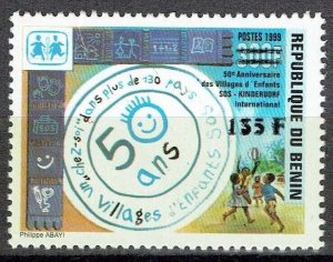 BENIN 2000 1250 135F 200€ SOS VILLAGES ENFANTS OVERPRINT SURCHARGE MNH