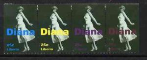 Liberia 1997 Princess Diana Memorial perf strip of 4 valu...