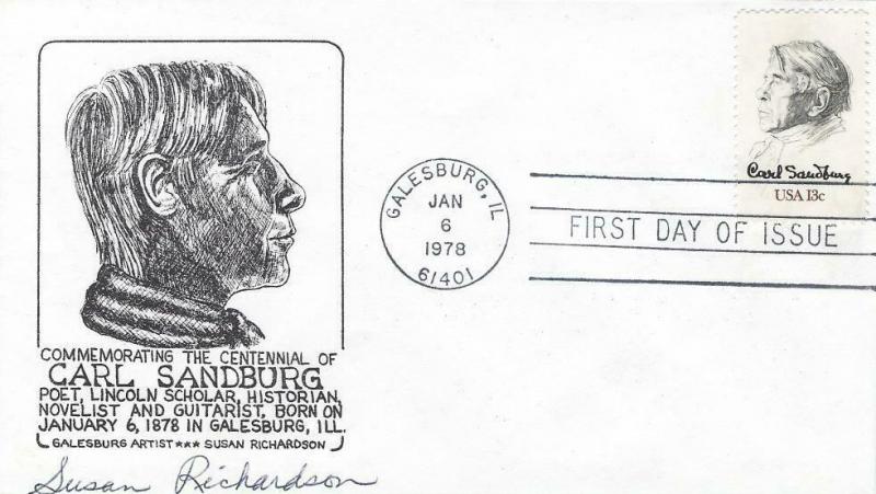 1731 CARL SANDBURG - 1st Susan Richardson cachet