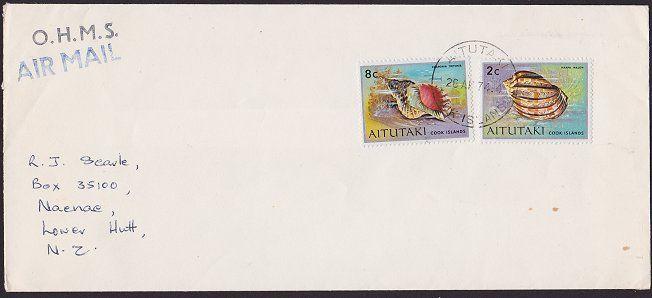 AITUTAKI 1974 cover - shells franking.......................................2230