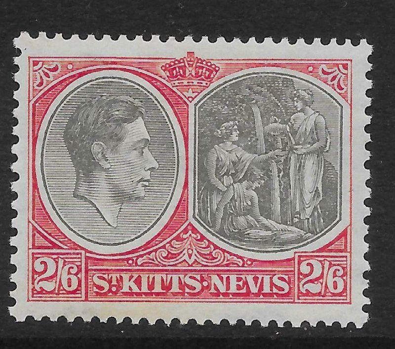 ST.KITTS-NEVIS SG76 1938 2/6 BLACK & SCARLET MTD MINT