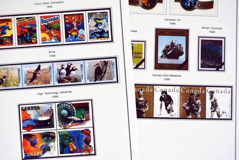 COLOR PRINTED CANADA 1989-1999 STAMP ALBUM PAGES (101 illustrated pages)