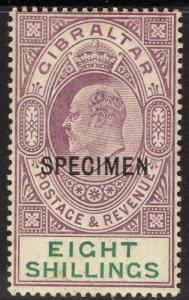 GIBRALTAR SG74s 1911 8/- PURPLE & GREEN SPECIMEN MTD MINT