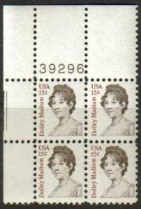 \USA Below Face Value\ Plate Block Scott #1822, 15 cents
