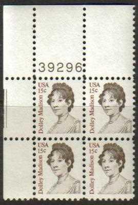 \USA Below Face Value\ Plate Block Scott #1822, 15 cents