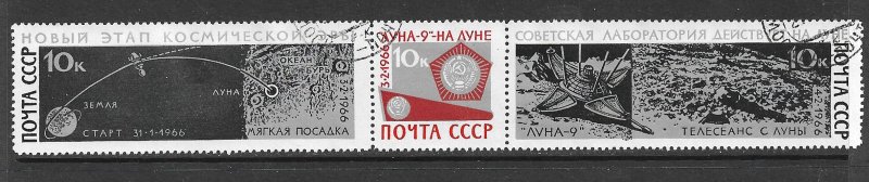 RUSSIA USSR 1966 LUNA 9 Space Strip Sc 3276a CTO Used