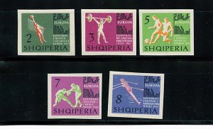 Albania #686-690 (AL604) complete imperforated 1963 Sports issue, MNH, FVF