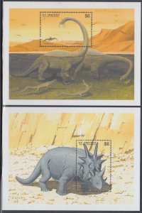 ST VINCENT Sc #2053-4 MNH SET of 2 SOUVENIR SHEETS - DINOSAURS