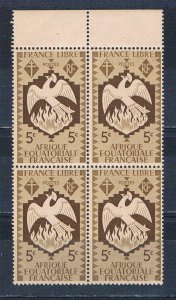 French Equatorial Africa 142 MNH blk 4 Phoenix 1941 (F0145)