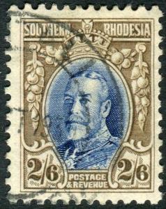 SOUTHERN RHODESIA-1933 2/6 Blue & Drab Perf 11½.  A fine used example Sg 26a