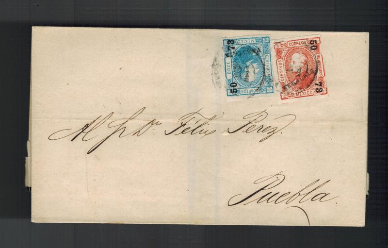 1873 Veracruz Mexico Cover to Puebla