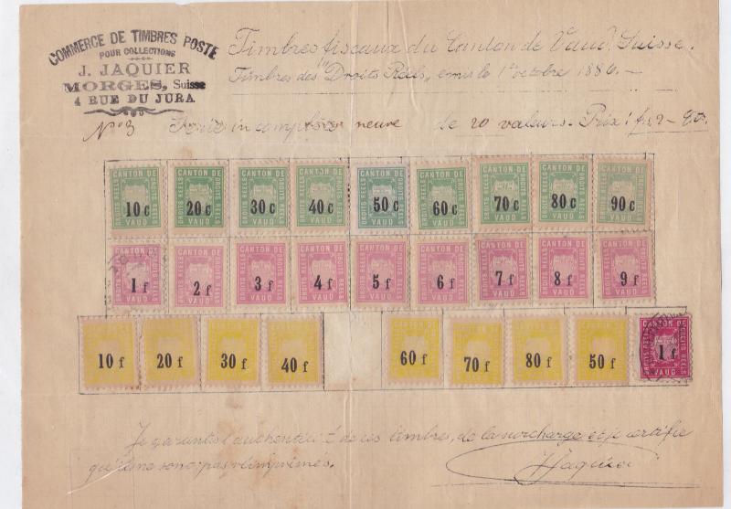 switzerland revenue stamps on 1886  document  ref r14387