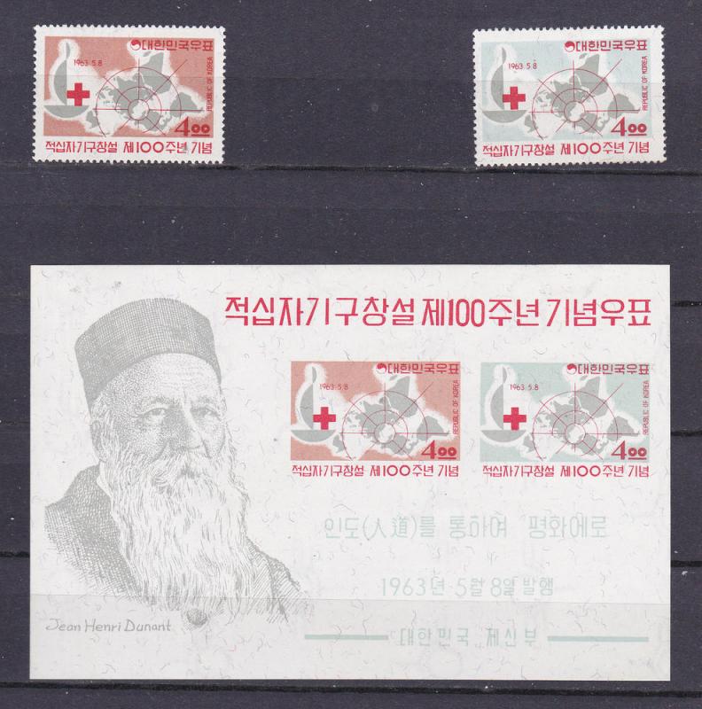 Korea  383-84a 1963 Red Cross Centenary w Sheet