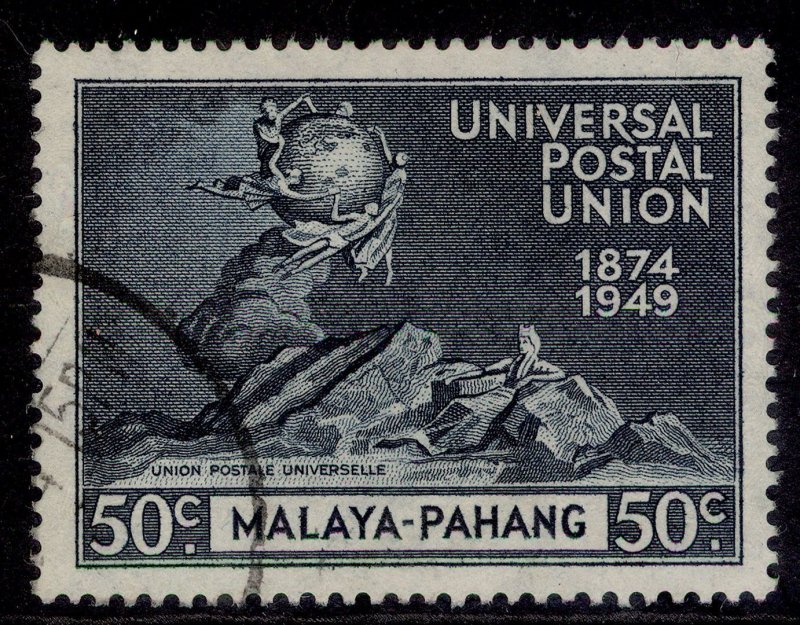 MALAYSIA - Pahang GVI SG52, 50c blue-black UPU, FINE USED.