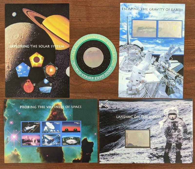 US Stamps #3409-3415 Mint NH Space Hologram Complete Set Exploration Achievement