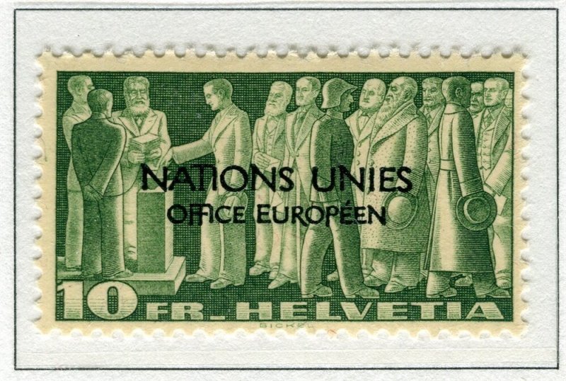 SWITZERLAND; 1950 early NATIONS UNIES Optd. fine MINT MNH unmounted 10Fr. value