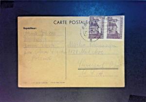 Poland 1947 Postcard to USA w/ 3ZT Pair - Z908