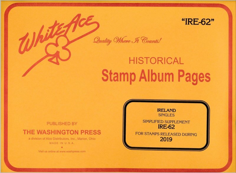 WHITE ACE 2019 Ireland Singles Simplified Stamp Album Supplement IRE-62