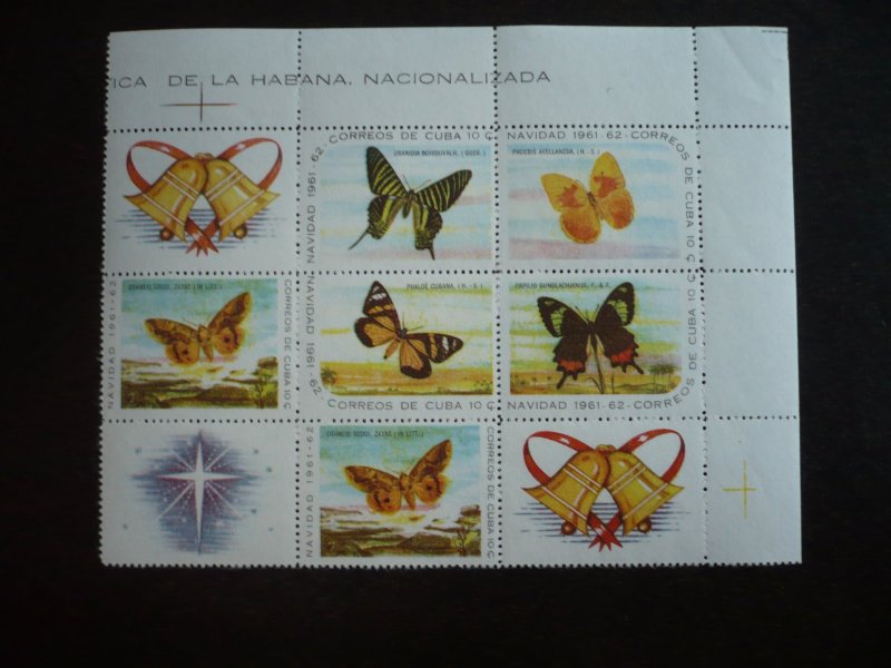 Stamps - Cuba - Scott#700a - MNH Block of 6 Se-Tenant Stamps with 3 Labels